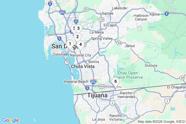 Map showing facility locations