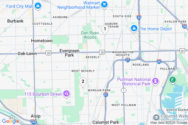Map showing facility locations