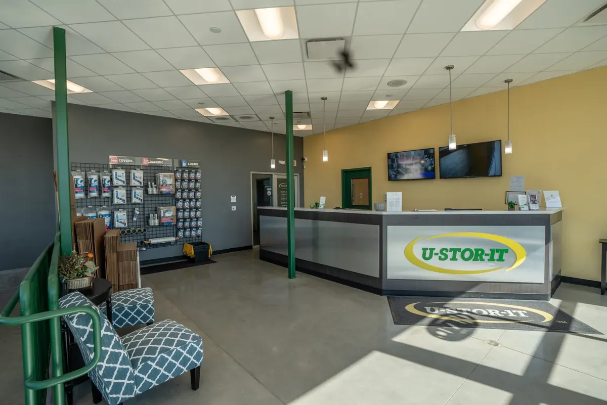 View of U-Stor-It self storage facility, view of office.