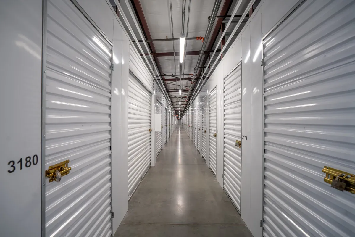 View of indoor storage units at U-Stor-It self storage facility.