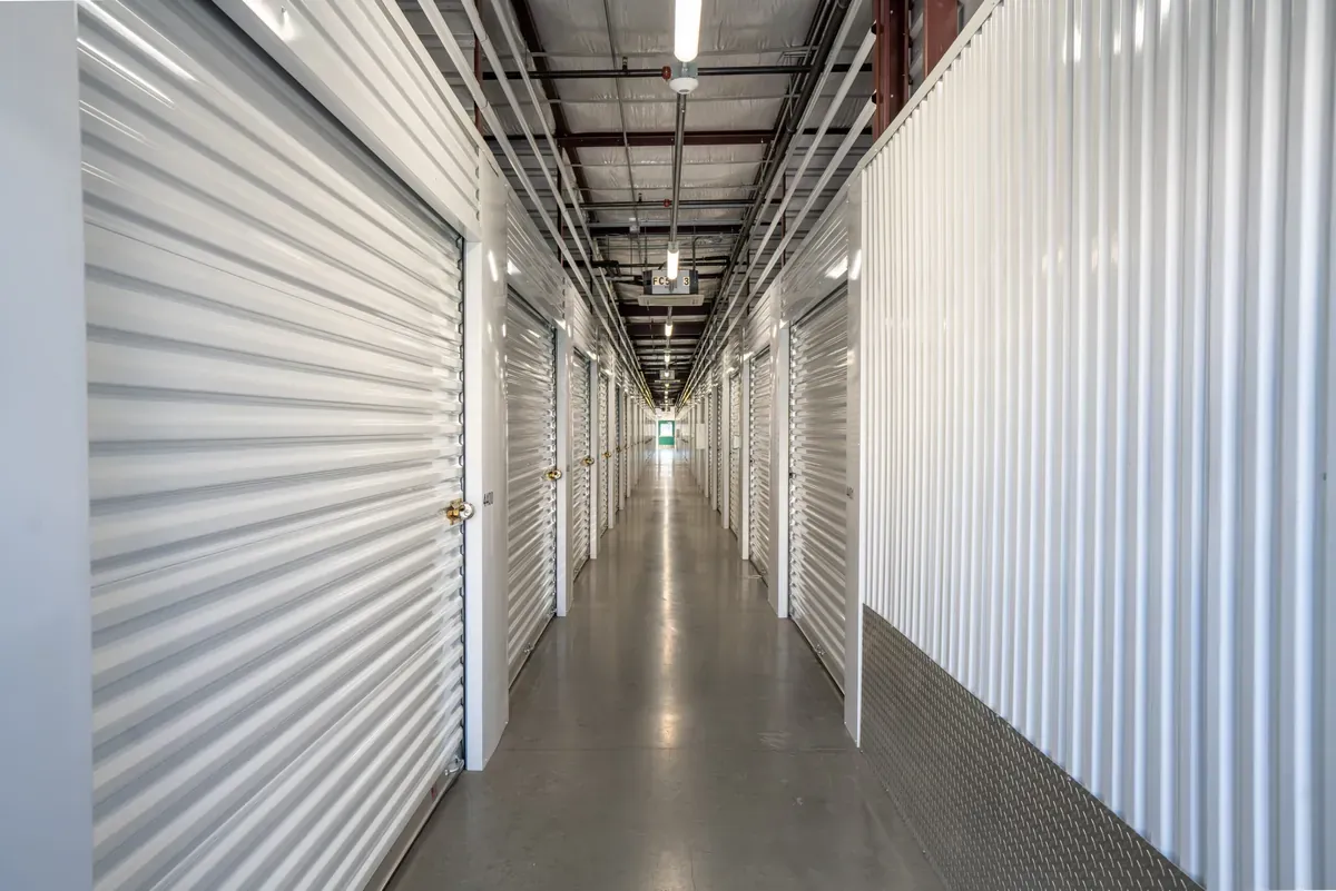 View of indoor storage units at U-Stor-It self storage facility.