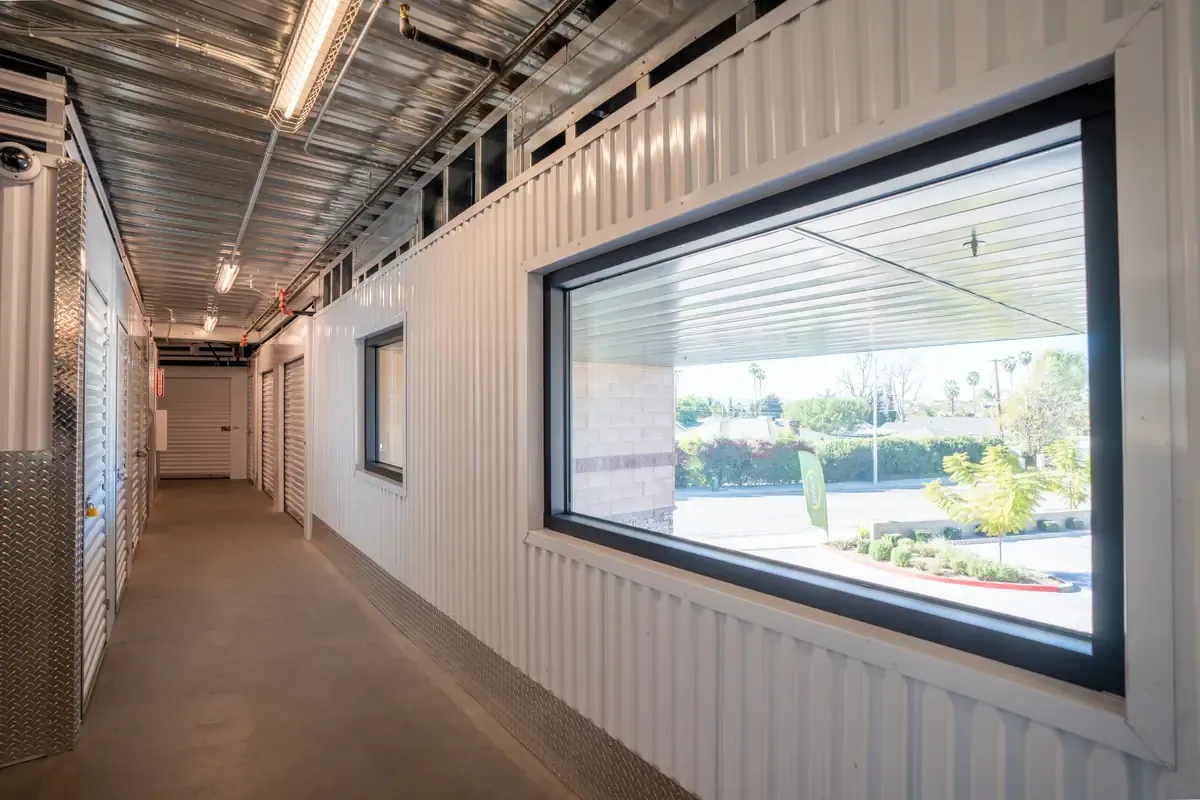 View of indoor storage units at U-Stor-It self storage facility.
